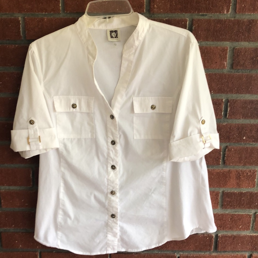 Anne Klein button down blouse-Large size - Picture 6 of 16